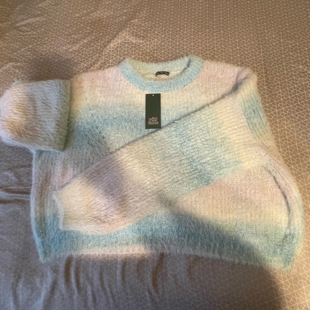 Wild Fable (Target), crop top sweater. Blue, seafoam green, purple.